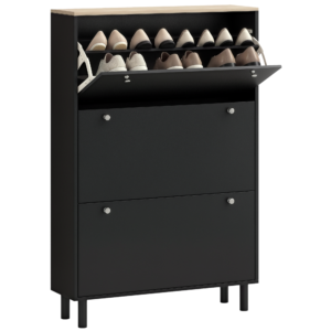 Shoe Storage with 3 Flip Drawers and Adjustable Shelves, Entryway Shoe Storage Cabinet for 24 Pairs of Shoes, Black