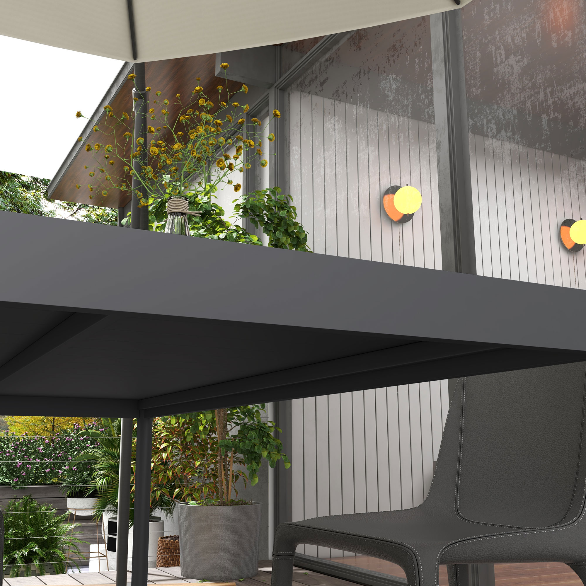 Outdoor Dining Table w/ Aluminium Frame, Garden Table, 57", Dark Grey - Image 4
