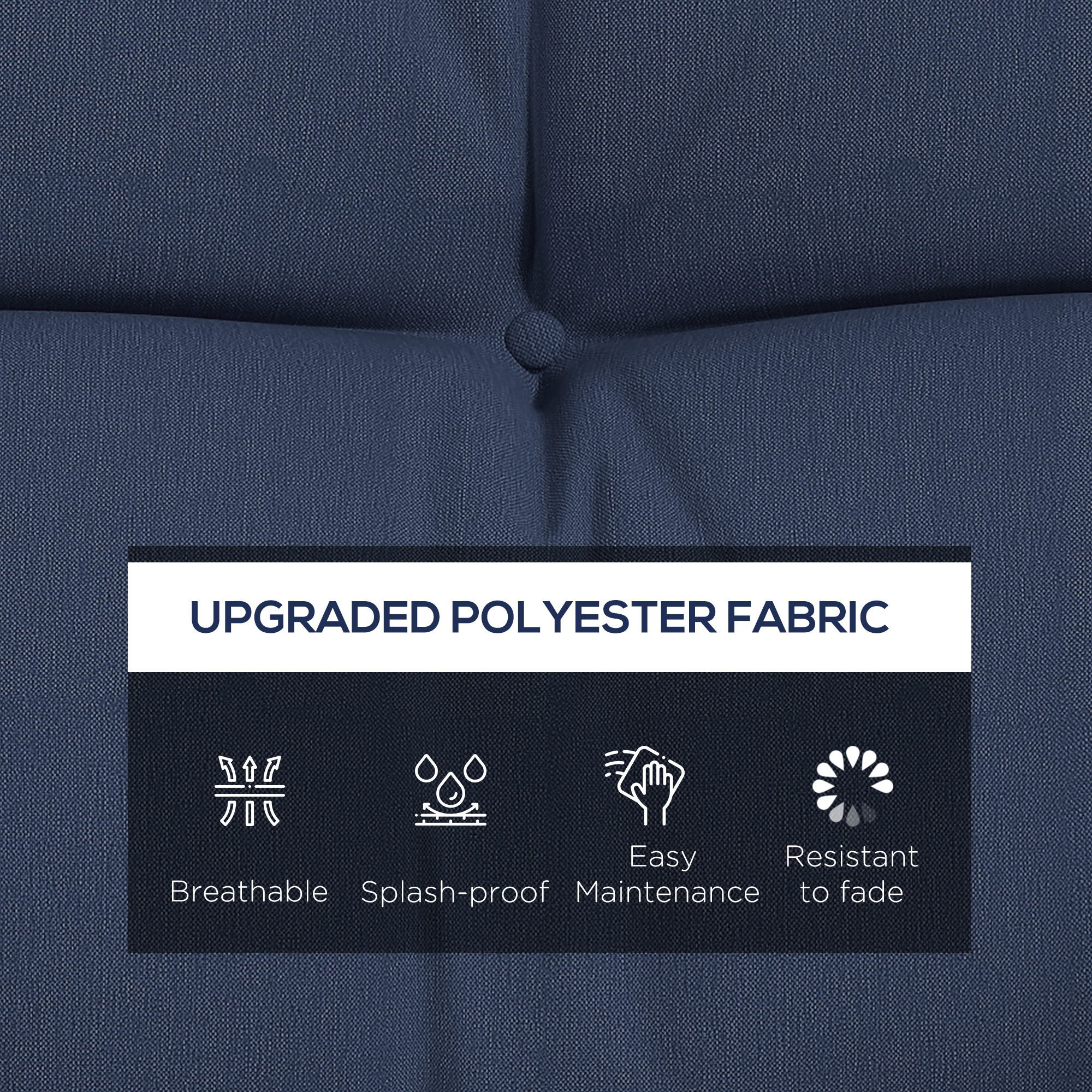 4-Piece Back and Seat Cushion Pillows Replacement and Pillows, Patio Chair Cushions Set with Ties, Navy Blue - Image 2