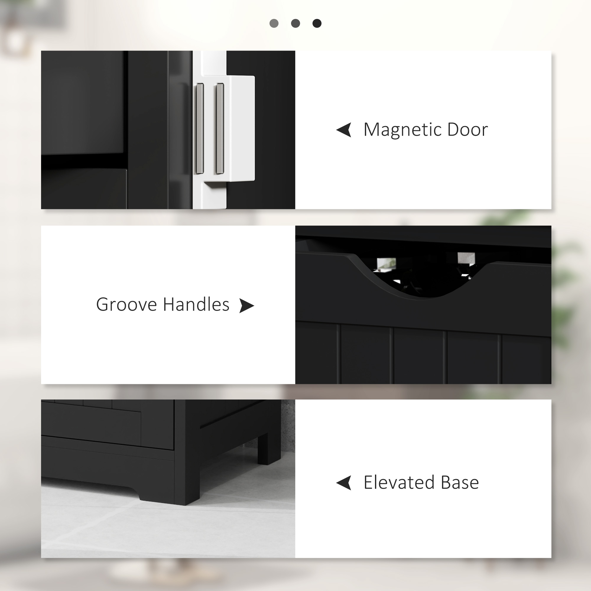 Bathroom Storage Cabinet, Floor Cabinet with Adjustable Shelf and 4 Drawers, Side Cabinet for Washroom, Black - Image 4