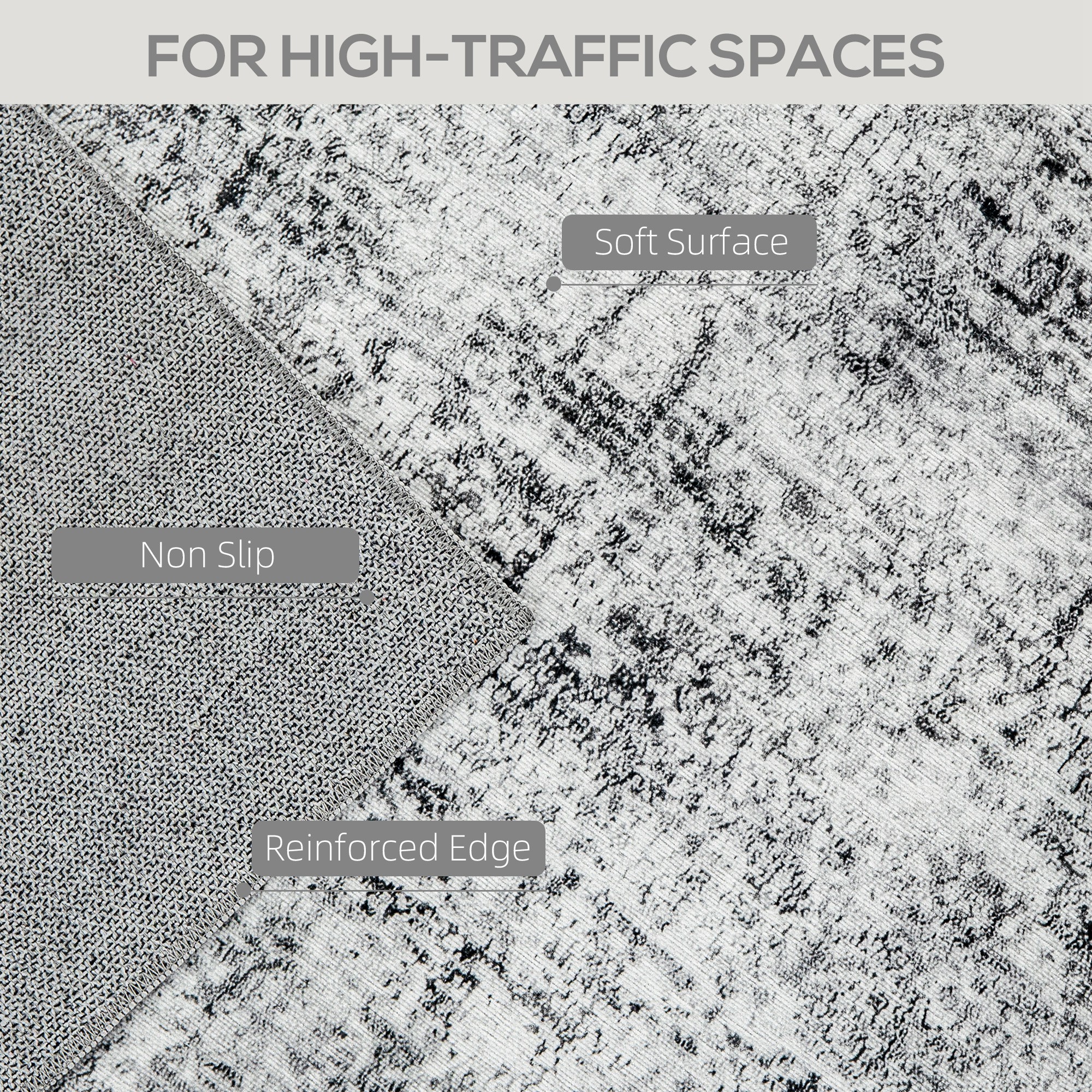 Area Rug for Living Room 5x7, Modern Abstract Machine Washable Rug, Non-Slip Carpet for Bedroom, Dining Room, Grey - Image 2