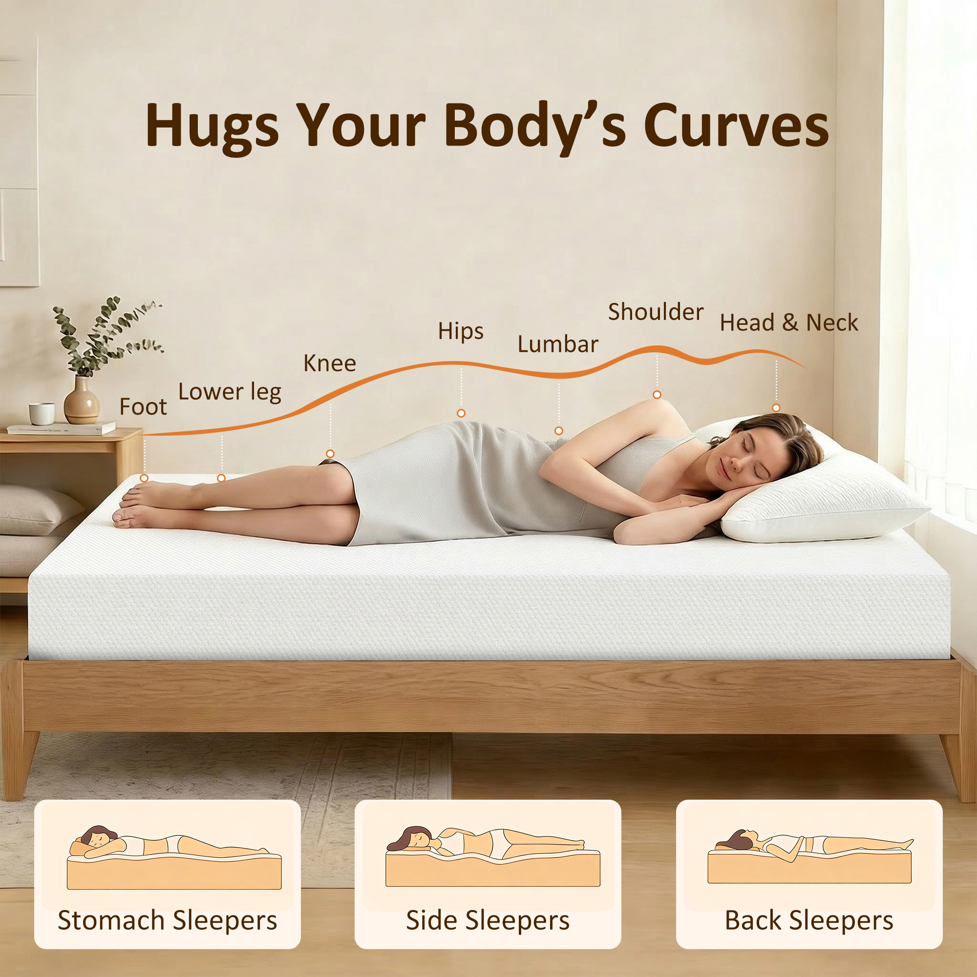 Full Mattress 8 Inch Memory Foam Mattress in a Box, Pressure Relief & Lumbar Support, CertiPUR-US Certified, Medium Firm - Image 3