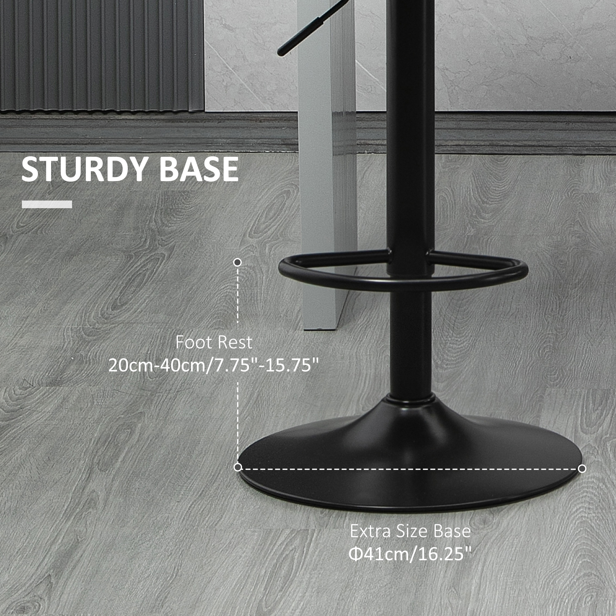 Swivel Barstools Set of 2 Adjustable Bar Stools with Footrest Armrests and PU Leather Back for Dining Room Black, Grey - Image 5