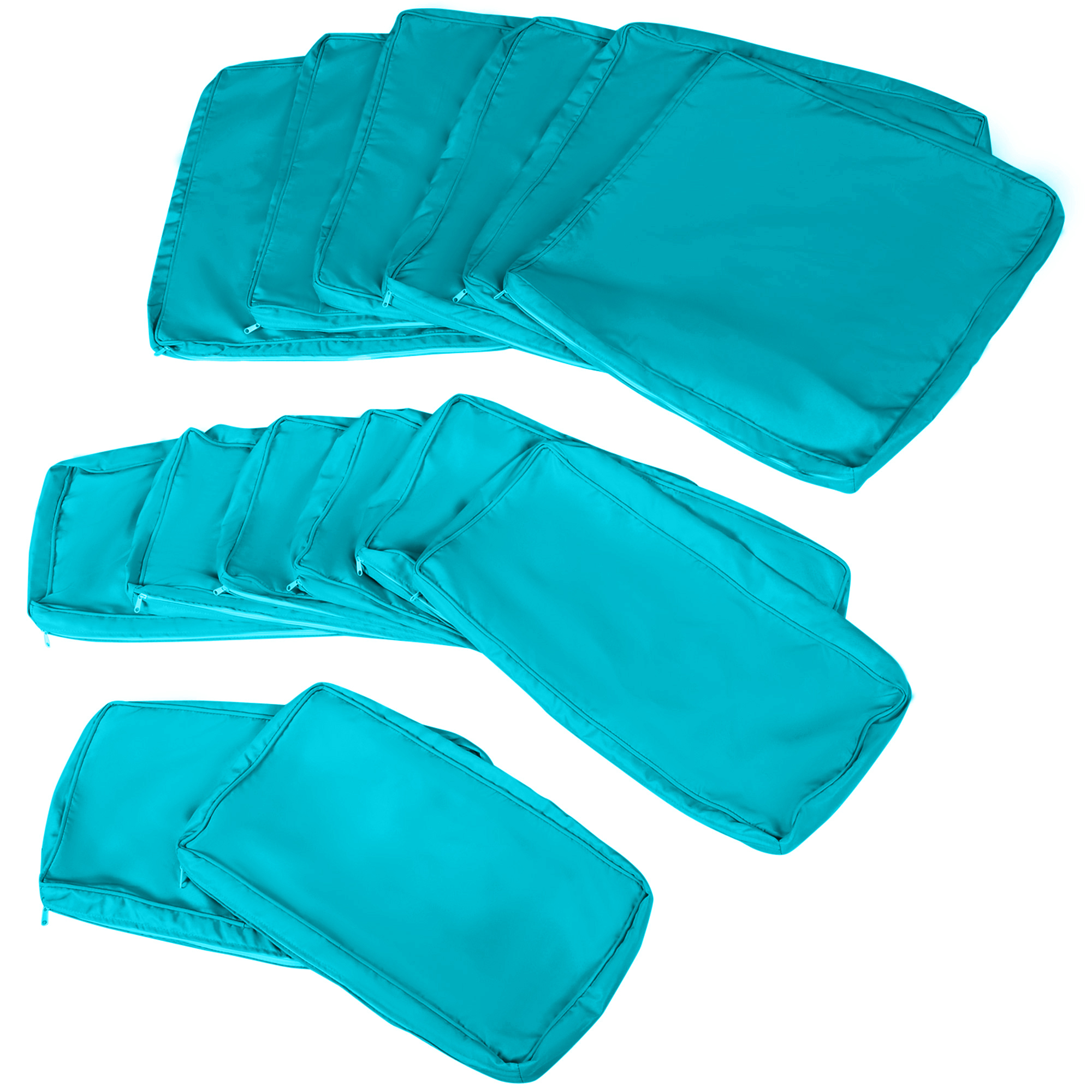 Outdoor 14pc Patio Rattan Sofa Set Cushion Polyester Cover Replacement Set - No Cushion Included Light Blue - Image 6