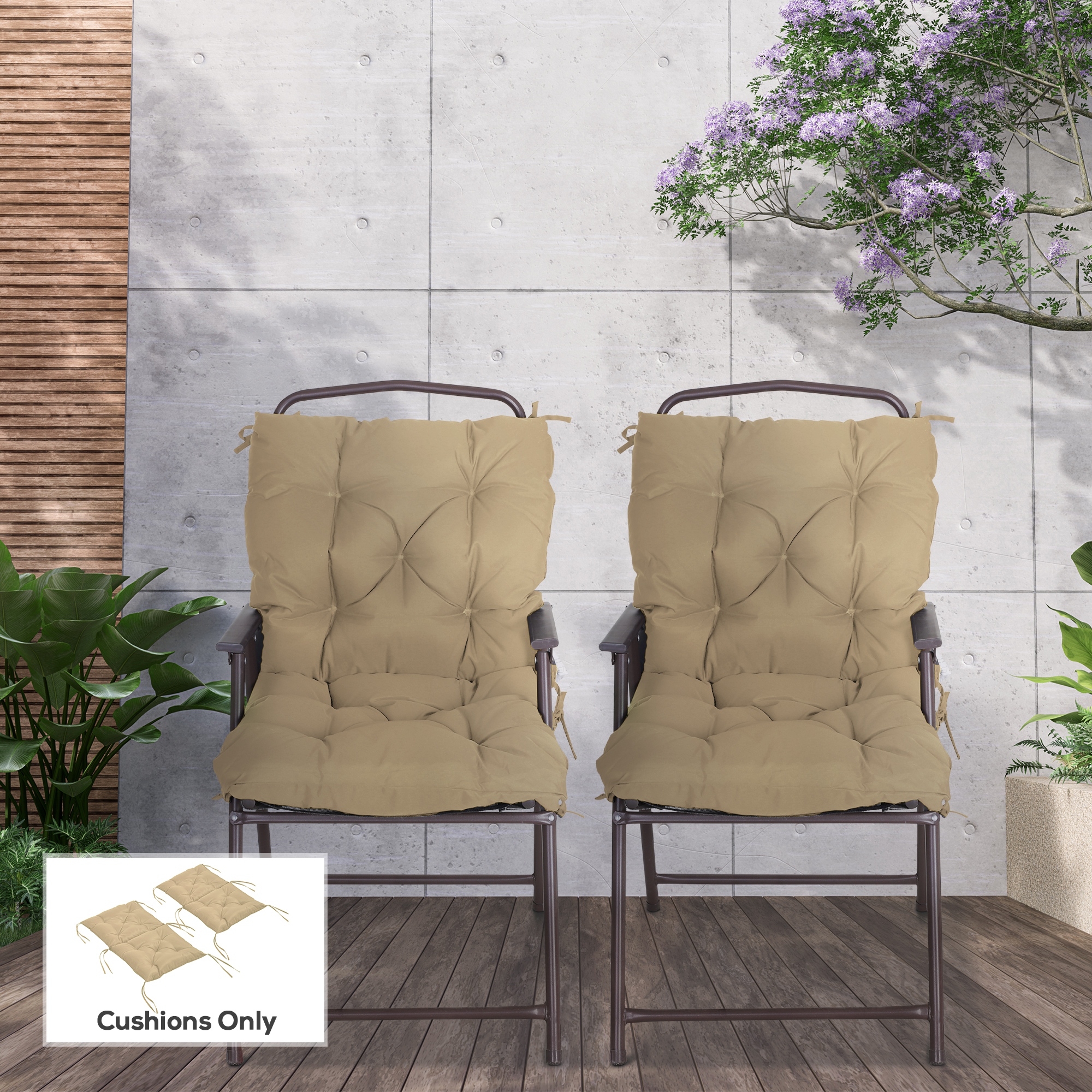 Set of 2 Garden Chair Cushions Seat Pad with Backrest for Sunbeds, Rocking Chairs, Loungers, Outdoor & Indoor Use - Image 6