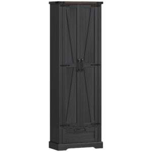 71" Pantry Cabinet, Kitchen Storage Cabinet with Adjustable Shelves, 2 Doors and Drawer for Dining Room, Black