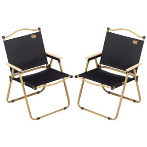 Set of 2 Camping Chair, Lightweight Folding Chair, Portable Armchairs, Excellent for Festivals, Fishing, Beach and Hiking, Black