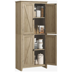 72" Freestanding Storage Cabinet, Kitchen Pantry Cabinet with Doors and Shelves for Dining Room, Natural