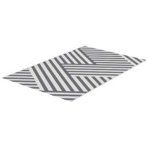 Reversible Outdoor RV Rug, Patio Floor Mat, 6' x 9' Plastic Rug for Backyard, Deck, Beach, Camping, Grey and Cream