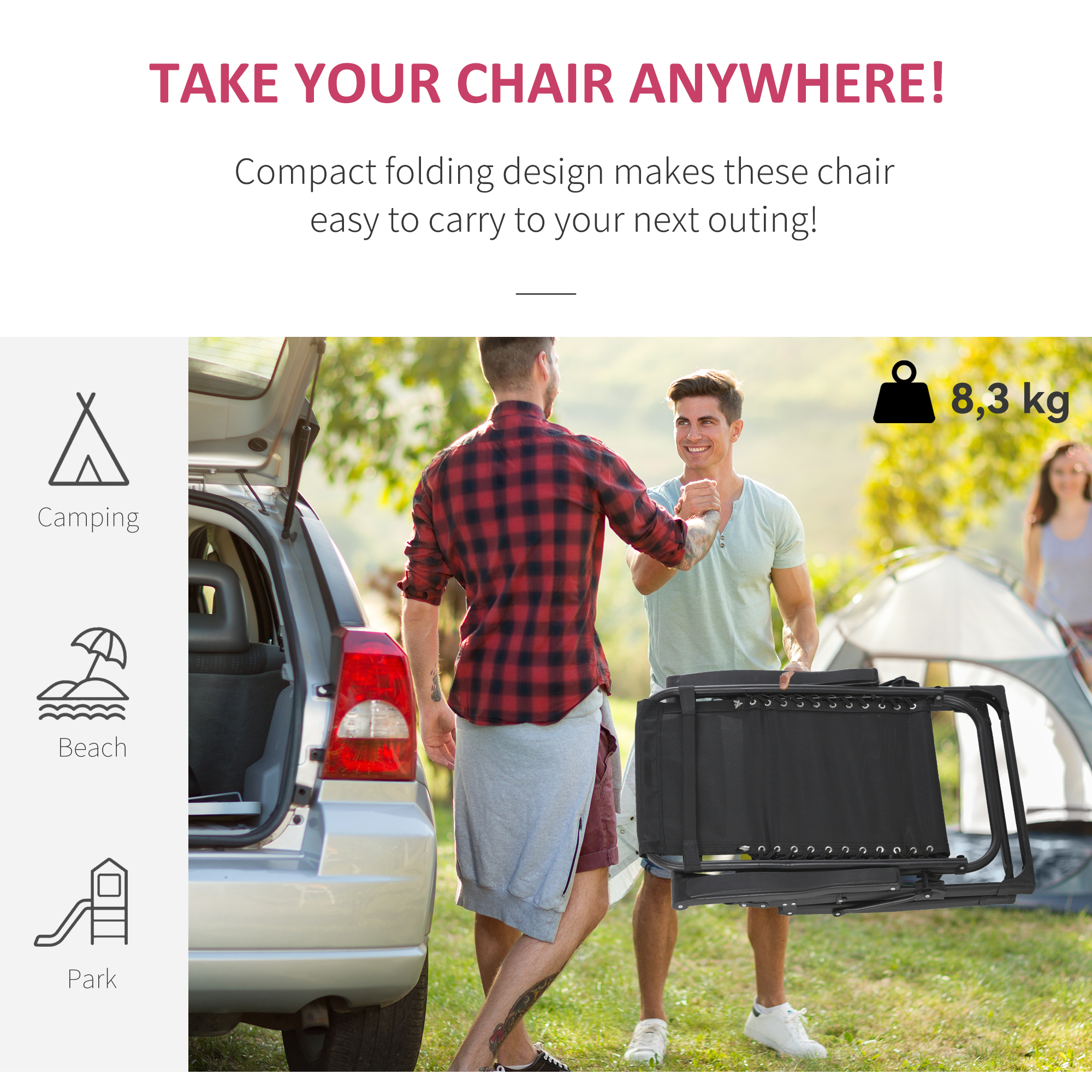 Reclining Zero Gravity Chair with Adjustable Backrest, Folding Garden Sun Lounger, Outdoor Recliner with Removable Cushion and Headrest, Wine Red - Image 5
