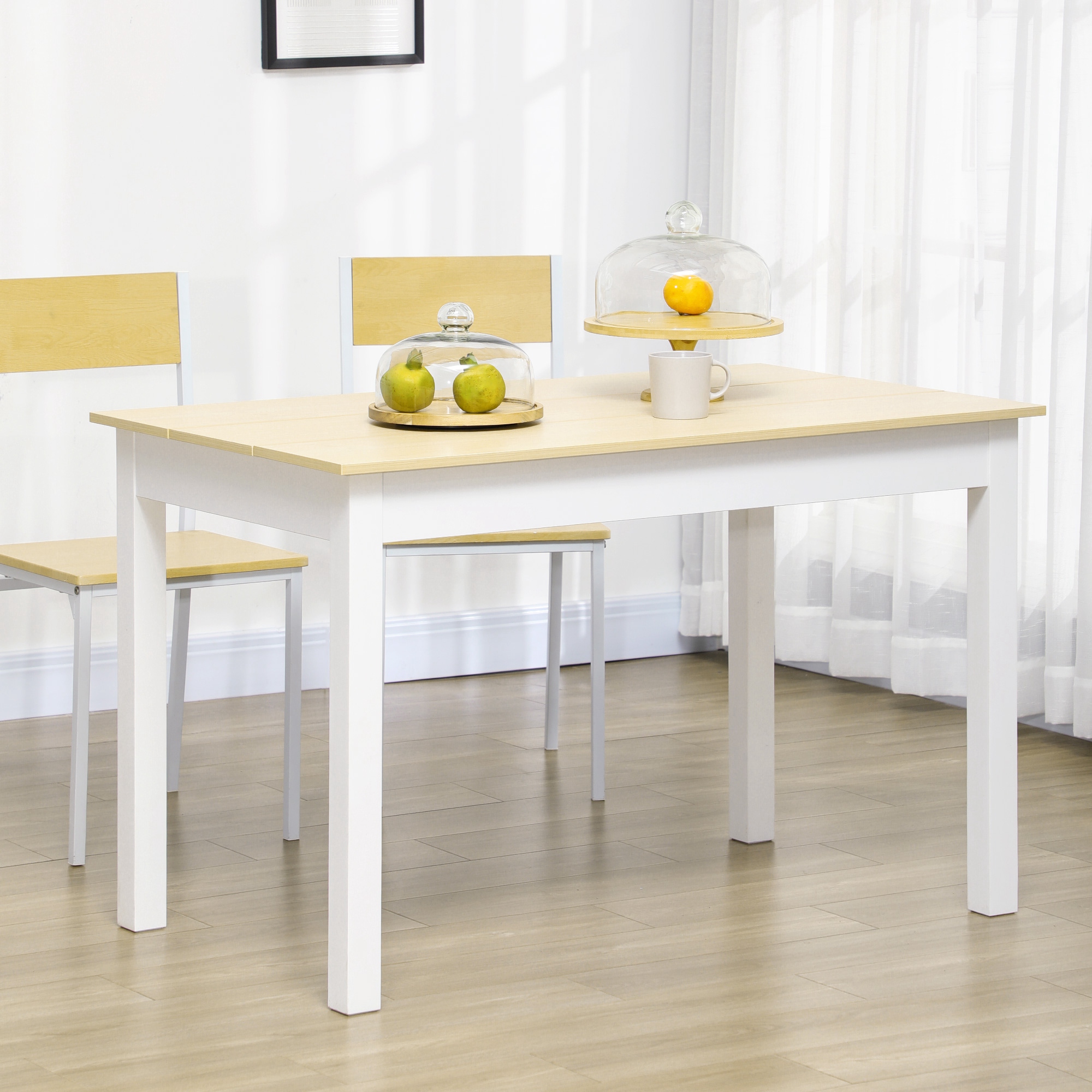 Kitchen Table, Dining Table for 4 to 6 People, 46.9" W x 27.6" D x 29.5" H, Oak - Image 6