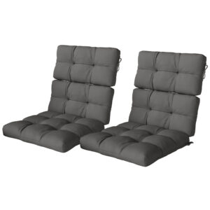 2-Piece Back Seat Cushion Replacement, Outdoor Patio Chair Cushions Set with Ties, Button Tufted, Dark Grey