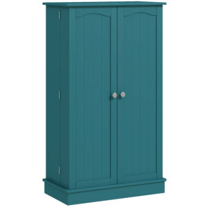 41" Storage Cabinet, 2-Door Kitchen Pantry Cabinet with 5-tier Shelving, 12 Spice Racks, Adjustable Shelves, Teal Blue