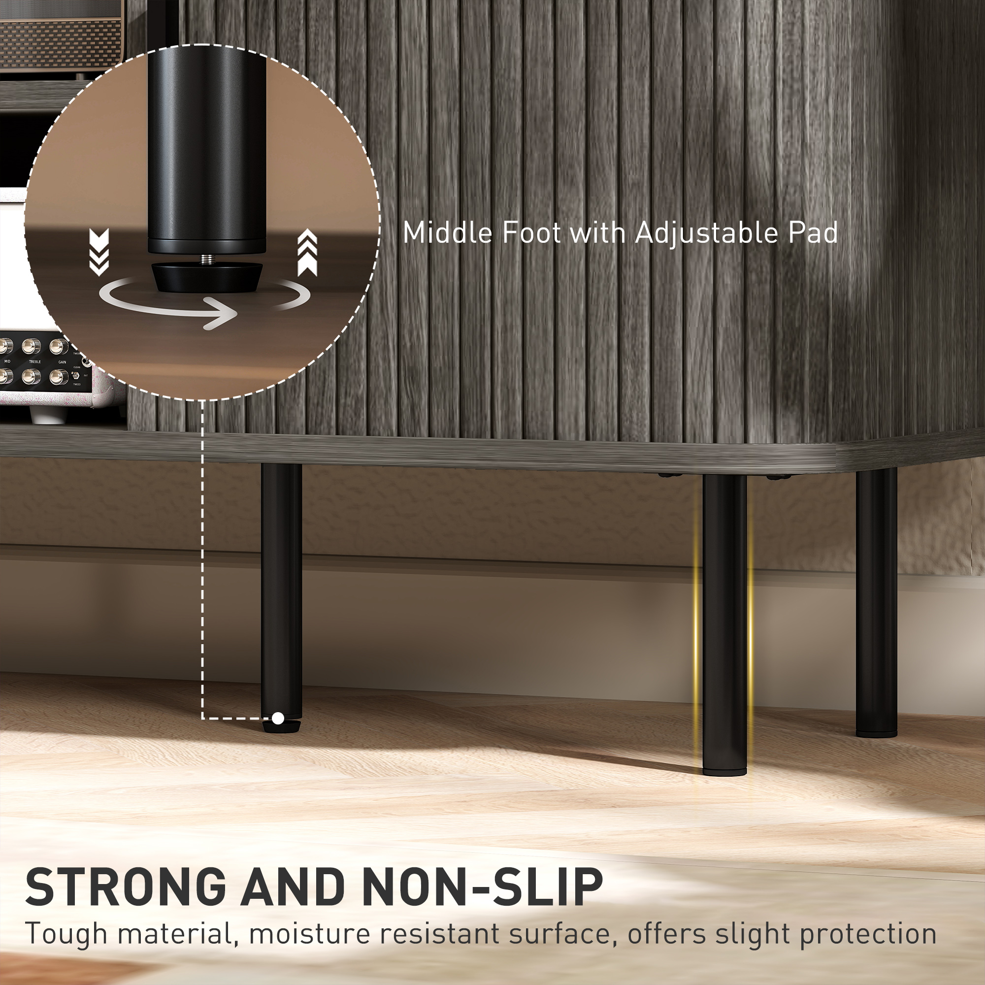 TV Stand Cabinet for TVs up to 55 Inches, TV Unit with Storage Shelves and Cabinets for Living Room, Grey - Image 5
