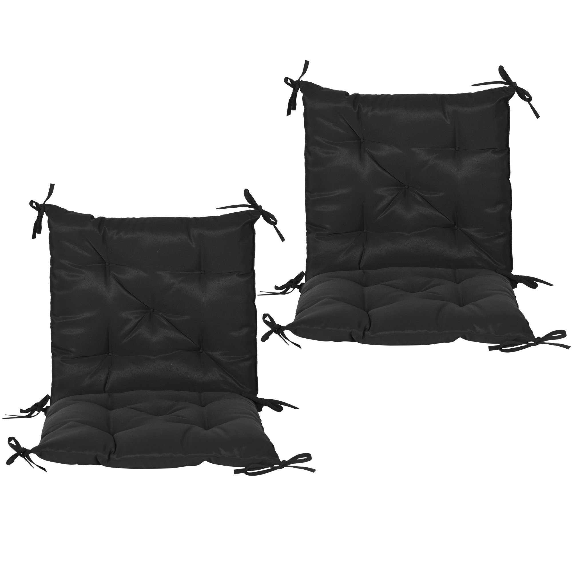 Patio Chair Cushions Set of 2, 39" x 20" x 3" Outdoor Tufted Cushion Set with Ties for Indoor Outdoor Garden Furniture, Black - Image 5