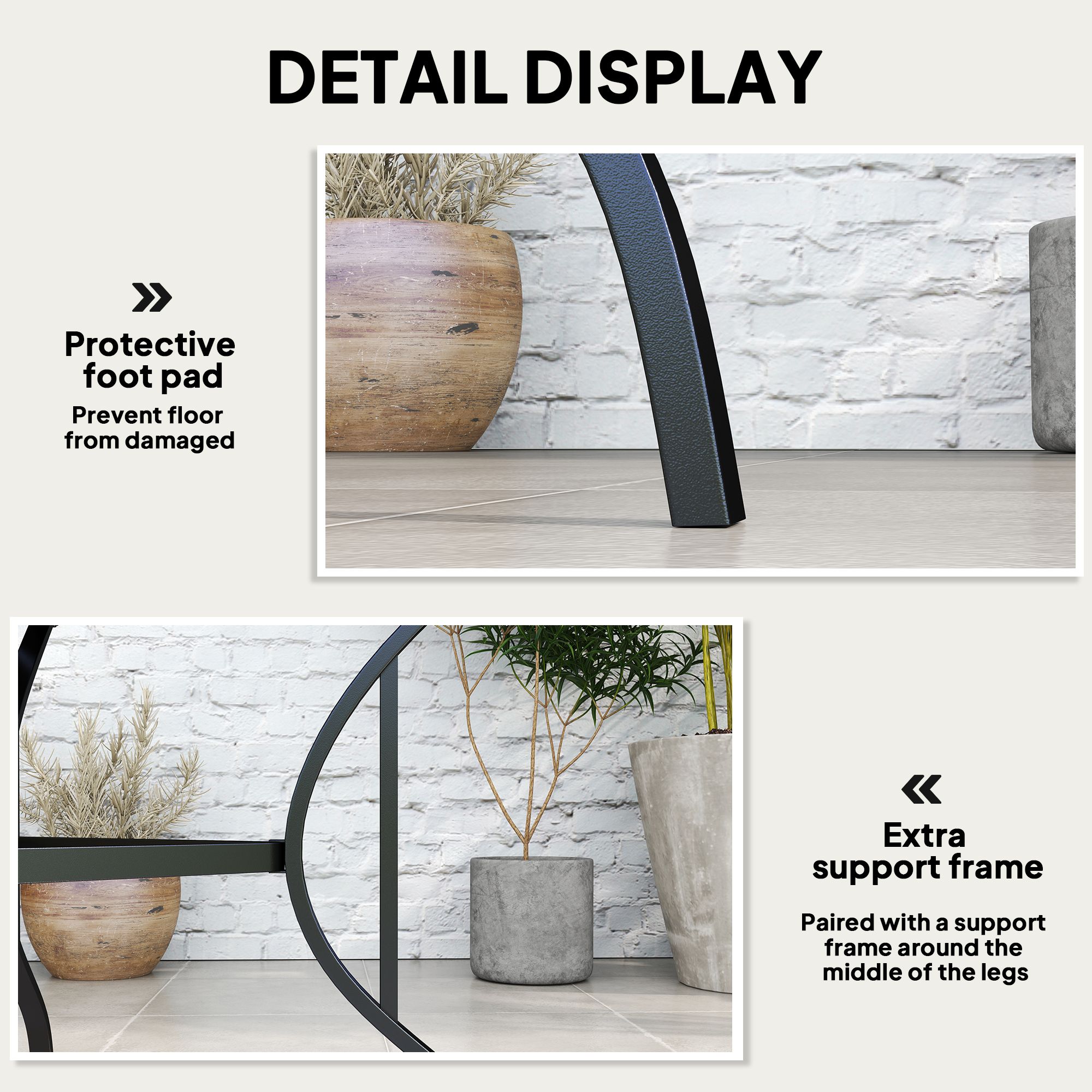 Outdoor Dining Table for Four, Patio Table with Parasol Hole, Square Garden Table with Slatted Metal Plate Top, for Backyard, Poolside, Black - Image 4