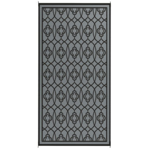 9' x 18' Outdoor RV Rug, Reversible Patio Floor Mat with Carry Bag, Lantern, Black and Grey