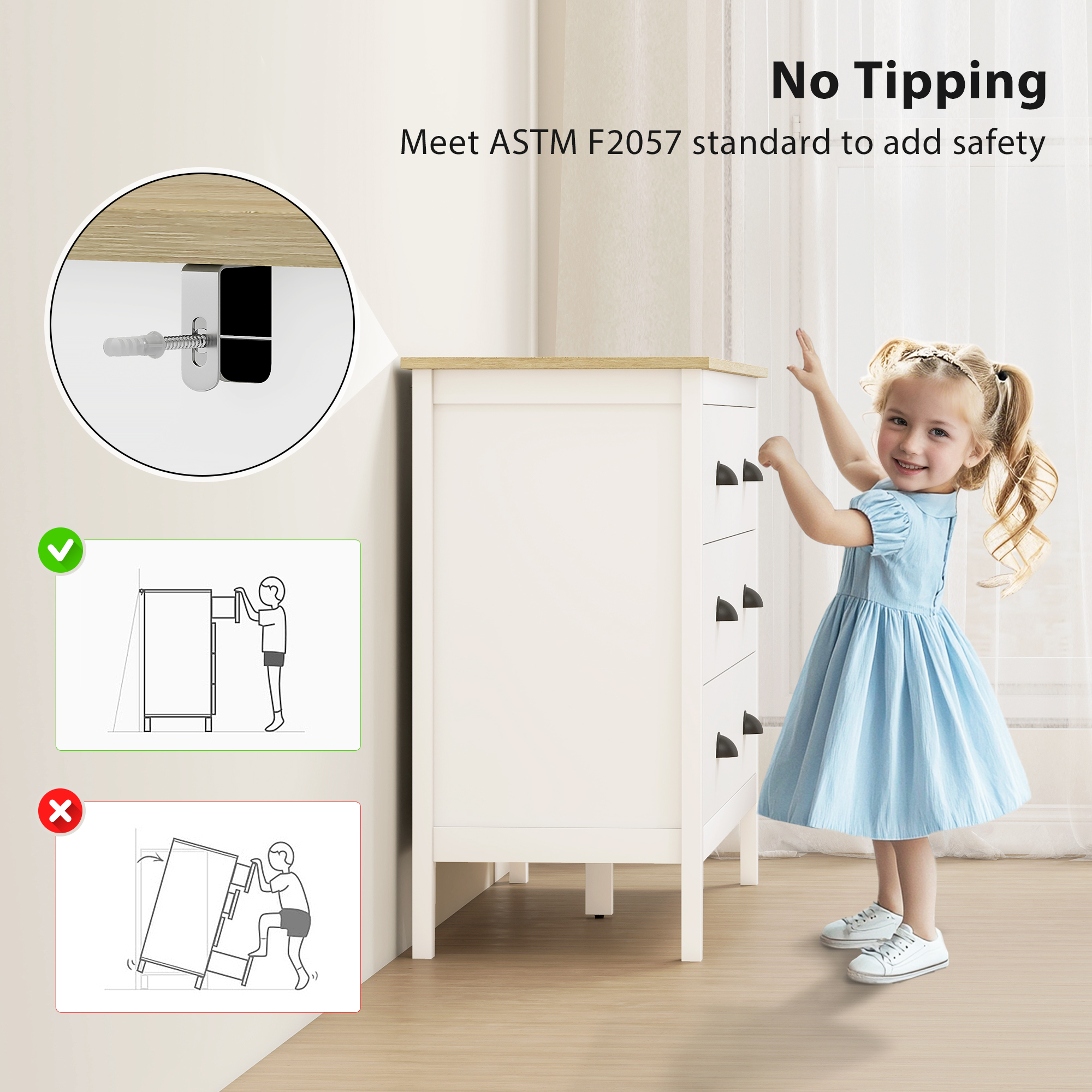 Chest of Drawers with Quiet Slides, Modern 6 Drawer Dresser for Bedroom, Closet, Living Room, Entryway, White - Image 4