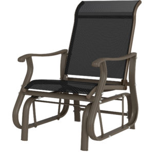Outdoor Glider Chair, Patio Glider with Steel Frame and Mesh Fabric, Outdoor Chair for Backyard, Garden, Porch, Black