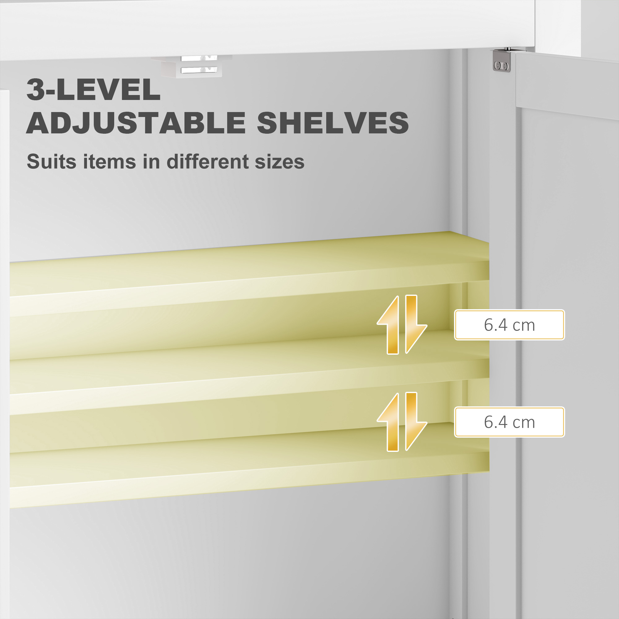 Bathroom Cabinet Wall Mounted, Modern Bathroom Wall Cabinet with 2 Doors and 2 Adjustable Shelves, White - Image 4