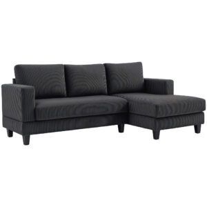 L Shaped Couch, L Shape Sofa with Chaise Lounge and Spring Cushion for Living Room, Bedroom, Grey
