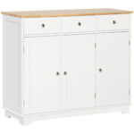 Modern Sideboard, Buffet Cabinet with Storage Cabinets, Drawers and Adjustable Shelves for Living Room, White