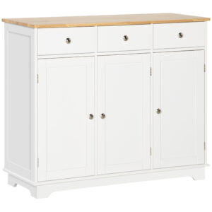 Modern Sideboard, Buffet Cabinet with Storage Cabinets, Drawers and Adjustable Shelves for Living Room, White