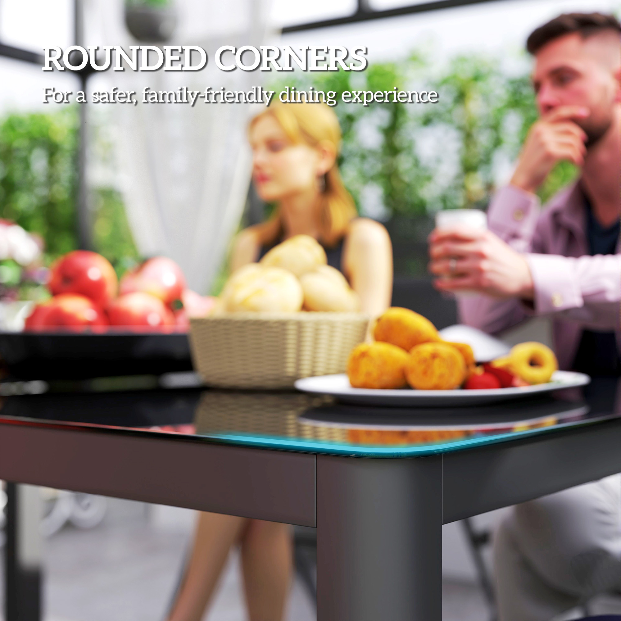 59" x 35" Aluminium Outdoor Dining Table for 6, with Glass Tabletop, Grey - Image 5