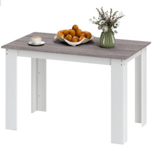 47" Kitchen Table for 4-6 People, Dining Table with Wood Effect for Dining Room, Grey