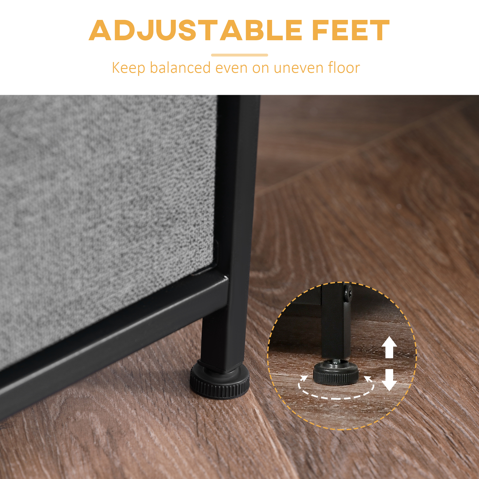 Linen Drawer Cabinet Organizer Storage Dresser Tower with 5 Removable Drawer Metal Frame Adjustable Feet for Living Room, Kitchen, Bathroom, Dark Grey - Image 4