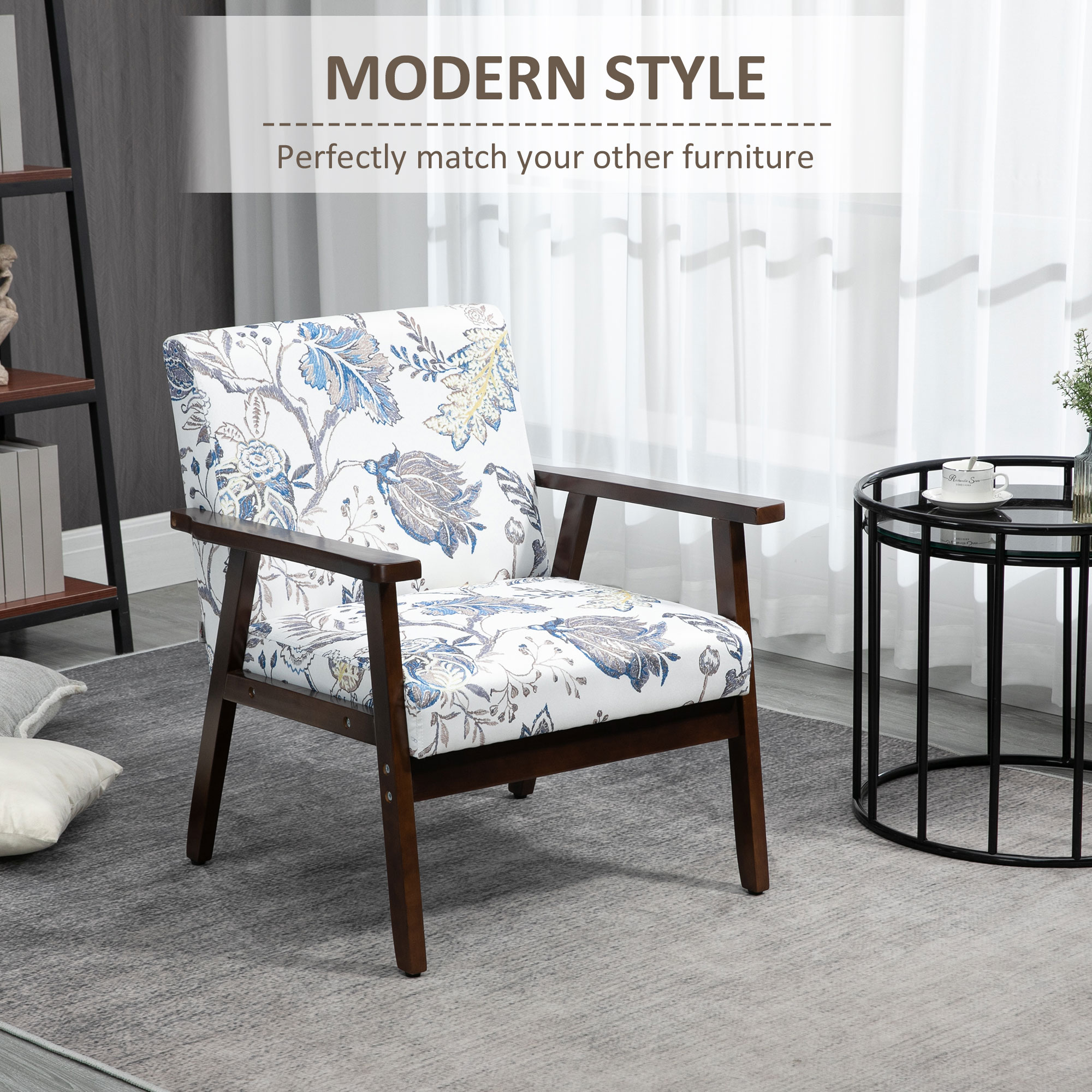 Modern Accent Chairs with Cushioned Seat, Upholstered Linen-Feel Armchair for Bedroom, Living Room, Multicolored - Image 2