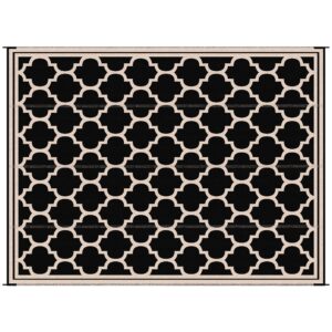 9'x12' Reversible Outdoor RV Rug, Patio Floor Mat, Plastic Straw Rug for Backyard, Deck, Beach, Camping, Black