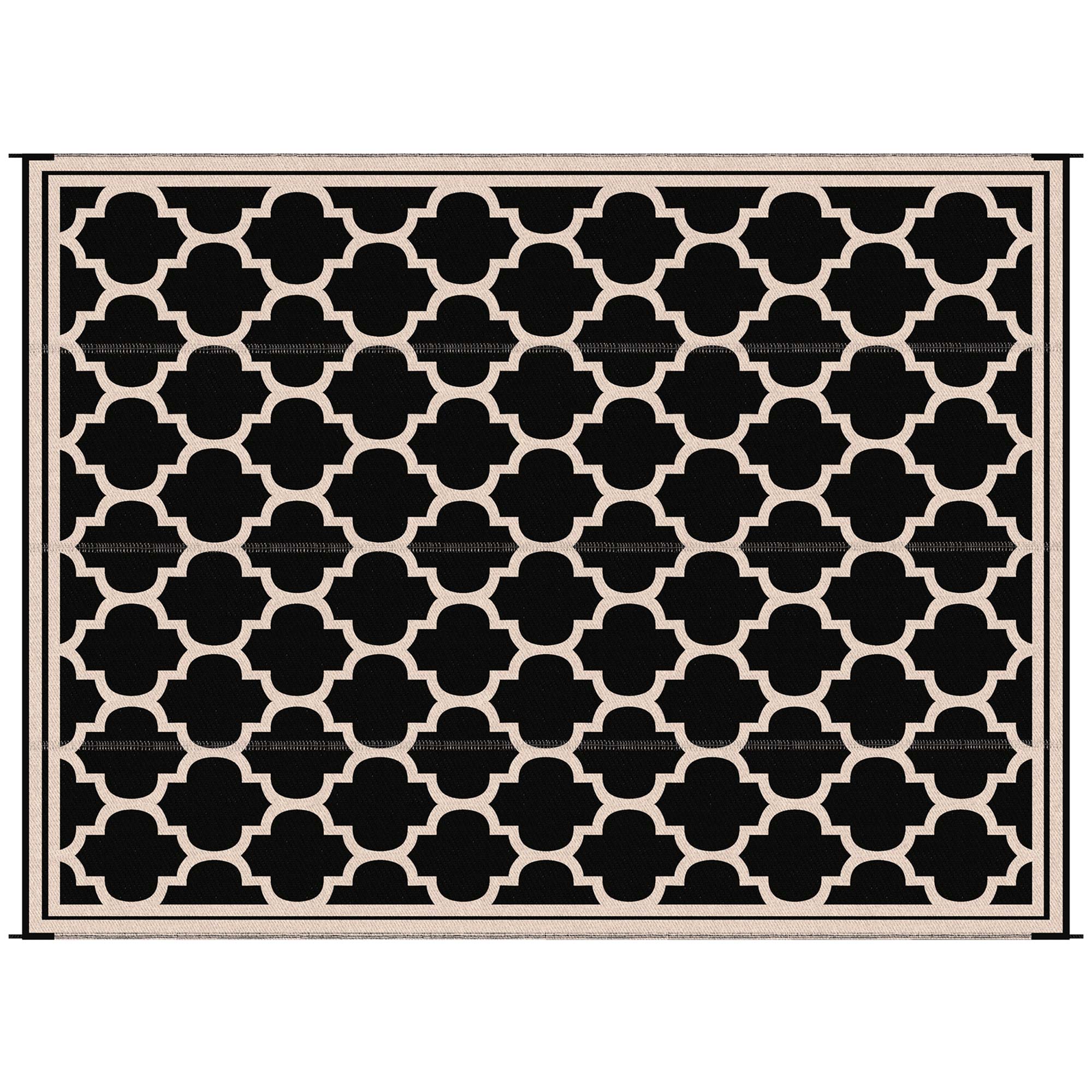 9'x12' Reversible Outdoor RV Rug, Patio Floor Mat, Plastic Straw Rug for Backyard, Deck, Beach, Camping, Black