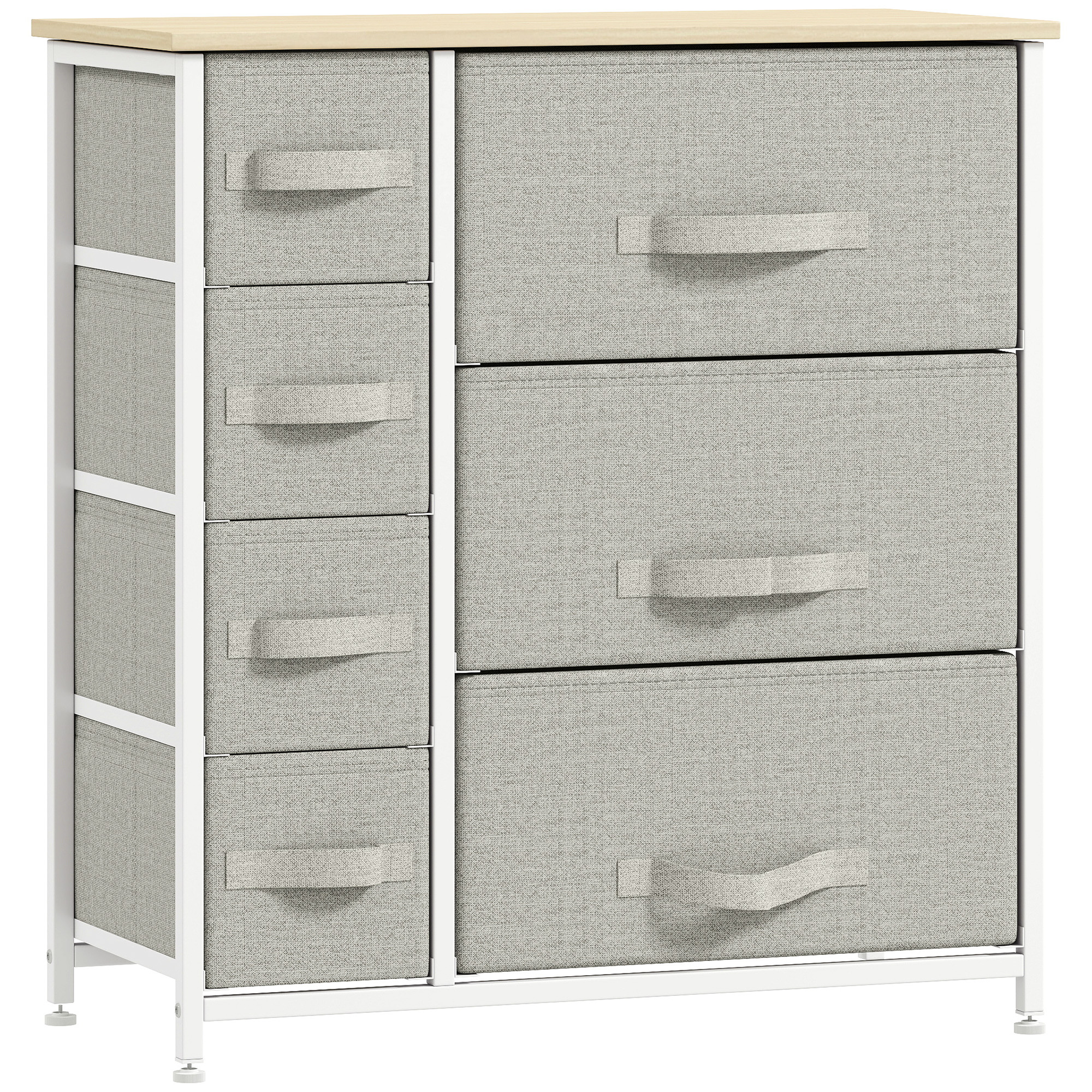 Dresser with 7 Drawers, Chest of Drawers with Metal Frame, Fabric Dresser for Living Room, Light Grey