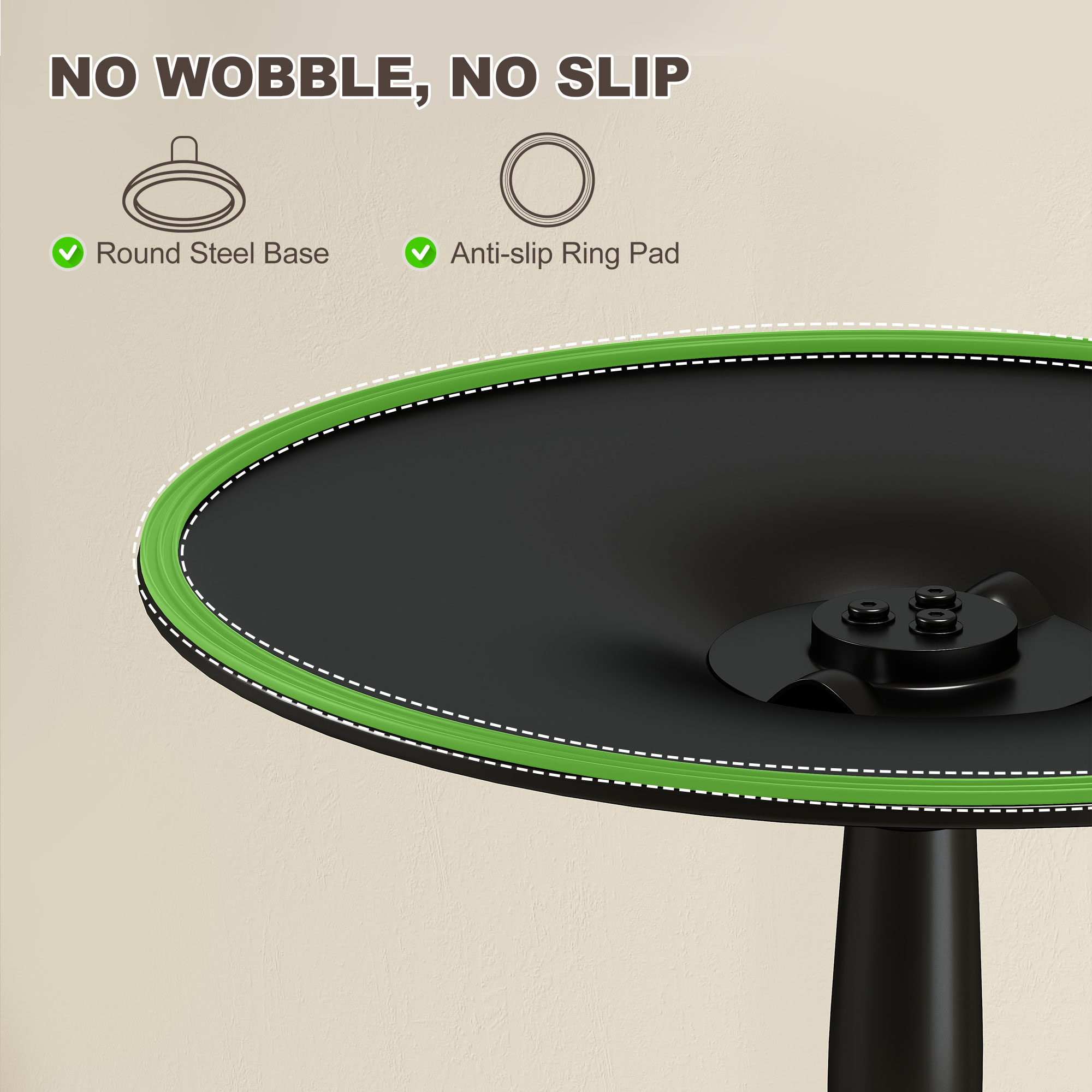 27.6" Round Kitchen Table for 2, Modern Small Dining Table with Wood Veneer, Steel Base for Dining Room, Natural - Image 4