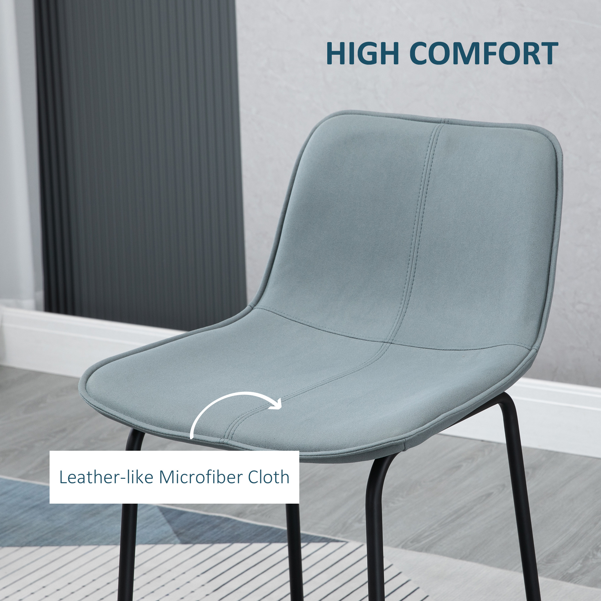 Bar Stools Set of 2, Upholstered Counter Height Bar Chairs, Kitchen Stools with Steel Legs - Image 3