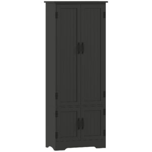 60" 4-Door Storage Cabinet Multi-Storey Large Space Pantry with Adjustable Shelves Black