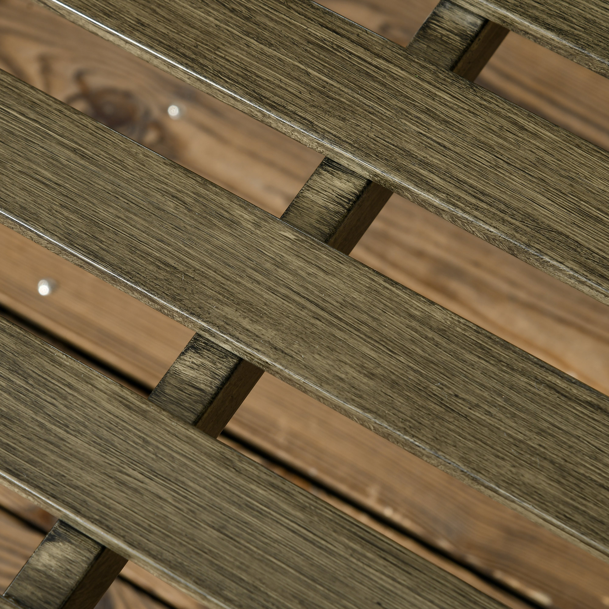 Outdoor Garden Bench, Metal Bench, Wood Look Slatted Frame Furniture for Patio, Park, Porch, Lawn, Yard, Deck, Black - Image 5