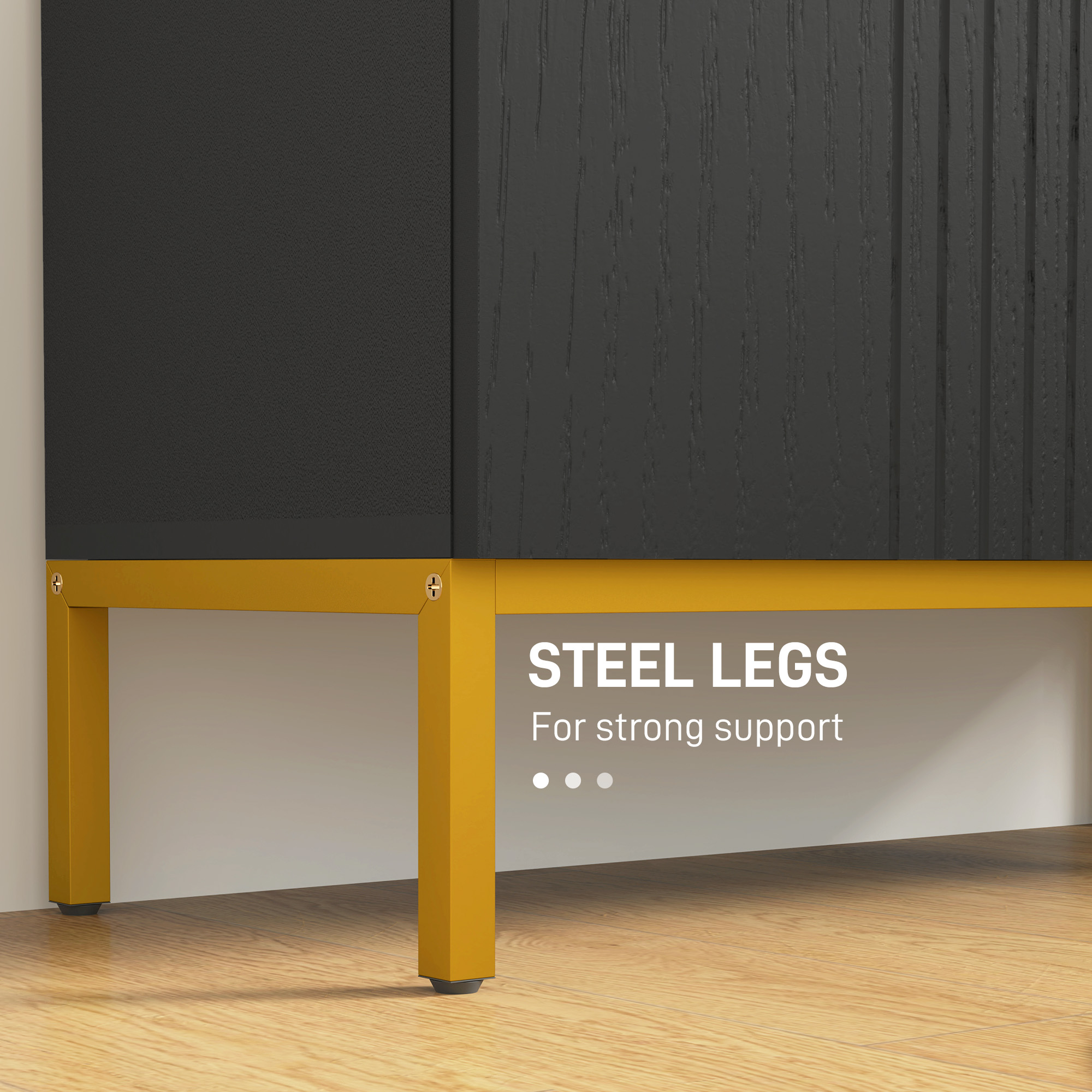 Shoe Storage Cabinet with Adjustable Shelves and Soft-Close Hinges, for 15-20 Pairs of Shoes, Black - Image 4