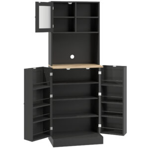 66.5" Tall Kitchen Pantry Cabinet, Kitchen Hutch, Microwave Cabinet with Adjustable Shelves for Dining Room, Black