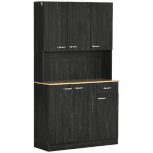 71" Kitchen Buffet with Hutch, Freestanding Kitchen Cabinet with Doors, Drawers, Microwave Counter, Black