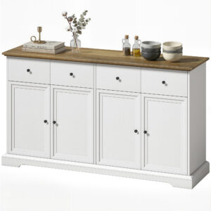 Sideboard Buffet Cabinet, 55" Farmhouse Kitchen Cabinet with Soft-Close Doors, 2 Drawers and 2 Adjustable Shelves