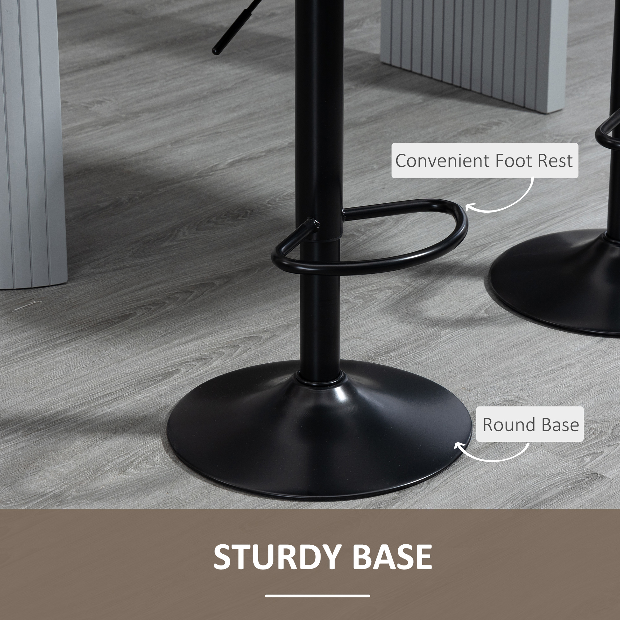 Bar Stools Set of 2, Swivel Counter Height Barstools with Back, Footrest, Adjustable Height, Dark Brown - Image 4