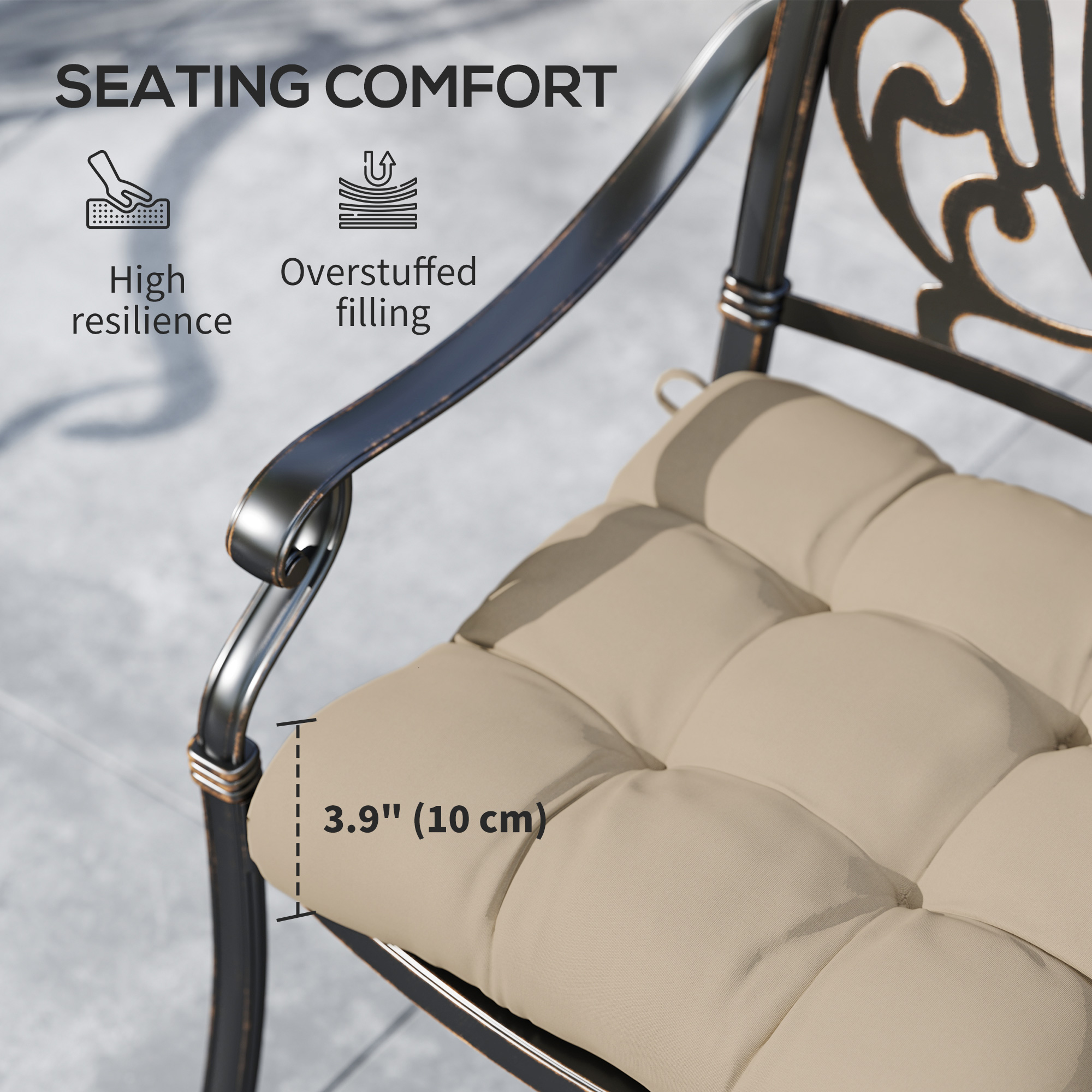 4-Piece Seat Cushion Pillows Replacement, Patio Chair Cushions Set with Ties for Indoor Outdoor - Image 4