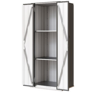 Outdoor Storage Shed with Adjustable Shelves Metal Garden Shed with Double Doors for Patio Balcony Garage