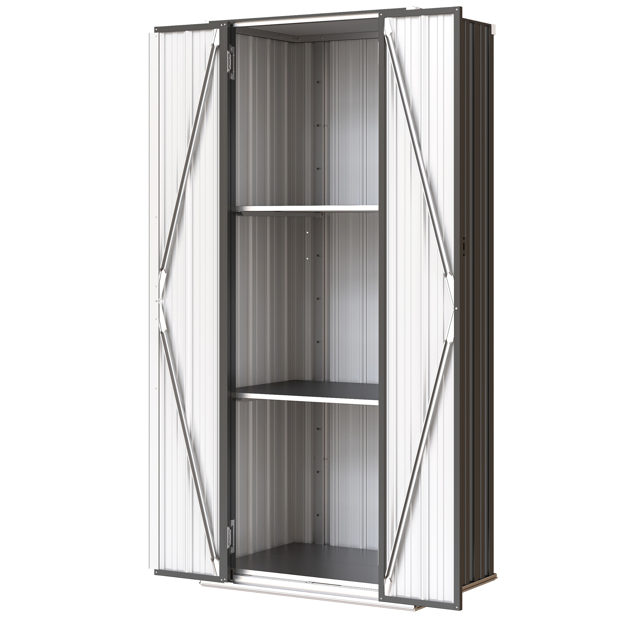 Outdoor Storage Shed with Adjustable Shelves Metal Garden Shed with Double Doors for Patio Balcony Garage