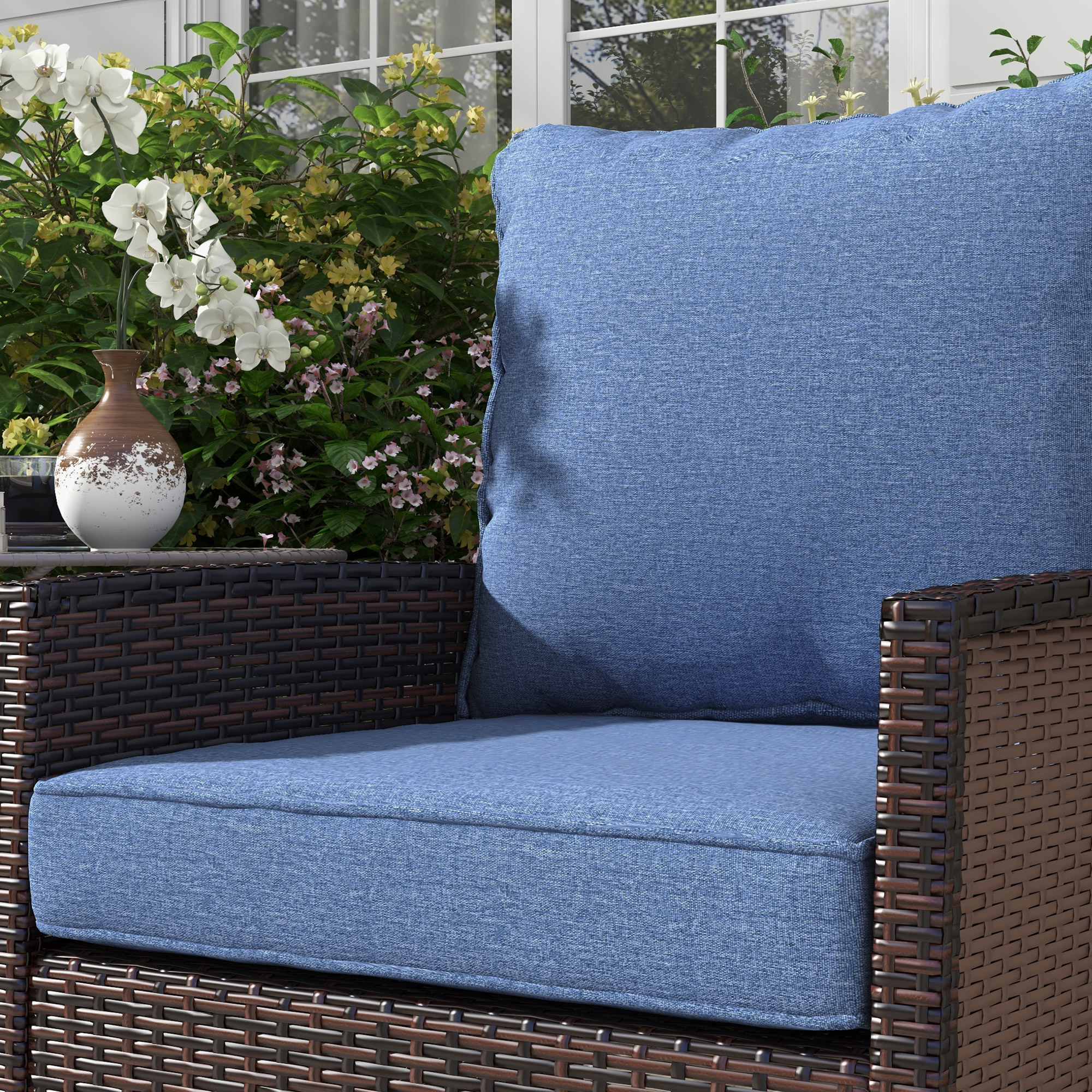 4-Piece Seat Cushion Pillows Replacement, Patio Chair Cushions Set with Back for Indoor Outdoor, Blue - Image 5