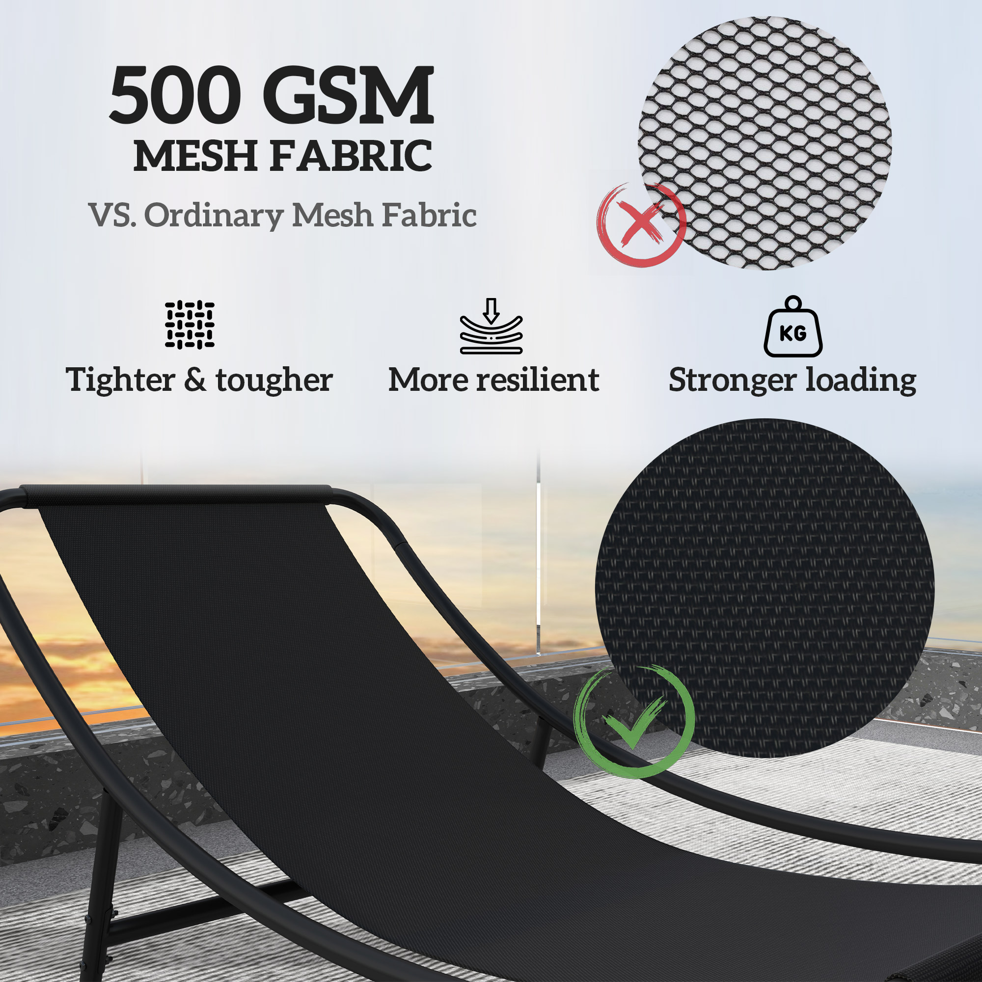 Outdoor Patio Rocking Chair with Cushion, Steel Frame Balcony Chair with Mesh Deep Seat for Porch, Garden, Grey - Image 4
