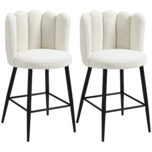 Faux Cashmere Bar Stools Set of 2 Counter Height Bar Stools with Back for Home Kitchen, 20.5"x19.7"x36.6", Cream