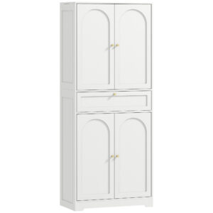 72.4" Tall Kitchen Pantry Cabinet, Modern Freestanding Storage Cabinet with Shaker Doors and Adjustable Shelves, White